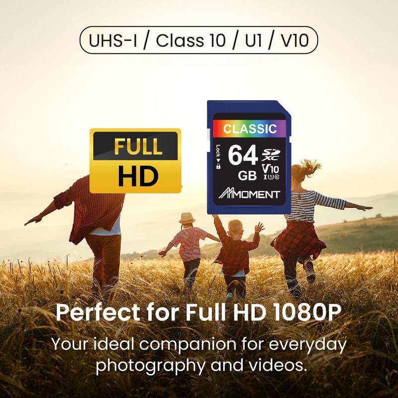 MMOMENT SD Card 64GB Memory Card Full HD Video Recording/Digital