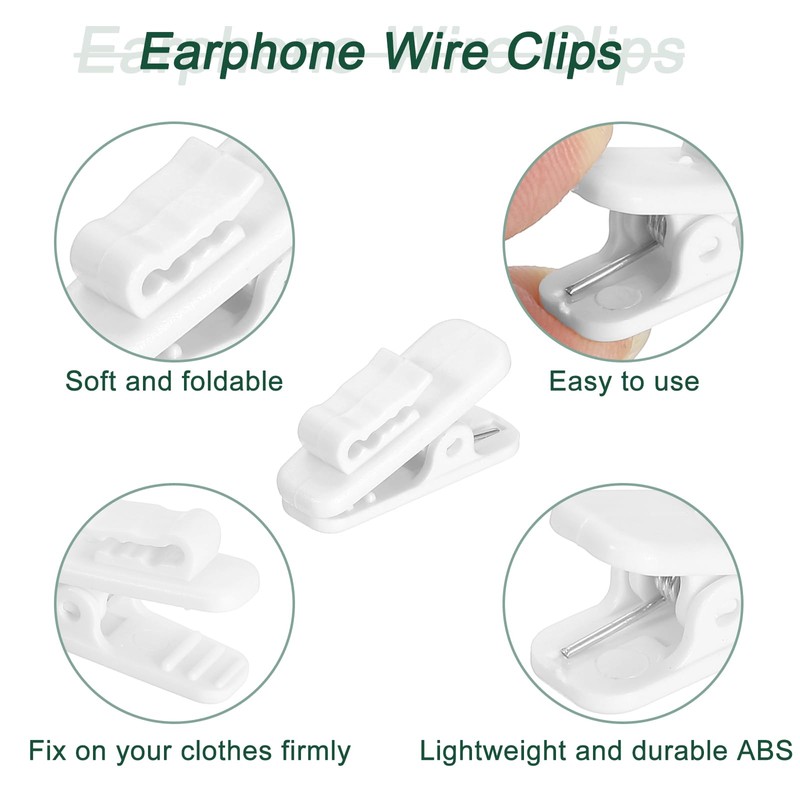 HARFINGTON 6pcs Headphone Wire Clips 0.94" Length Small Headset Cable