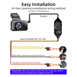 GELRHONR USB C Dash Cam Hardwire Kit, 12V-24V bis 5V Typ C Acc Hard Wire Kit für Dash Camera 11,5FT, 24H Parking Mode mit Niederspannungsschutz für Dashcam, GPS, Radardetektoren und mehr