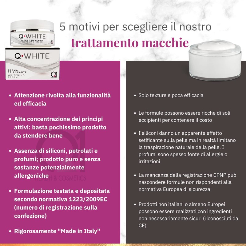 Q-WHITE lightening whitening cream gel for skin stains blemishes: hyperchromia,