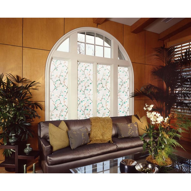 VSUDO Privacy Window Film, Jasmine Flower Pattern Window Tint, 30X200