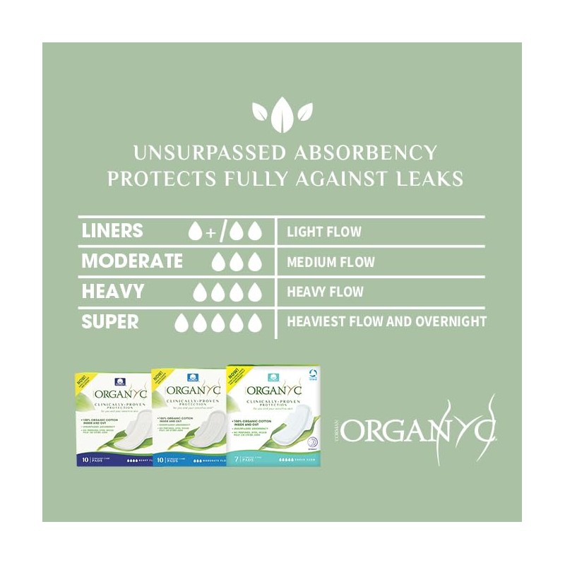 Organyc 28 x 100% Certified Organic Cotton Night Sanitary Pads