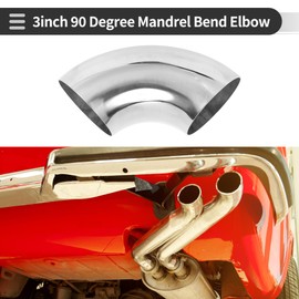 Motoforti 90 Degree Mandrel Bend Elbow Car Modified Exhaust Pipe Tubing Piping 3" Inch OD Thickness 1.2mm/18GA 76x185x1.2mm 201 Stainless Steel Silver Tone