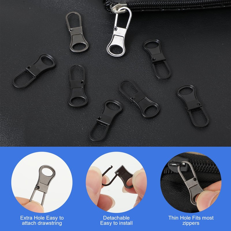 Ouligay 10pcs Zipper Pull Replacement Detachable Zipper Pull Tab Metal