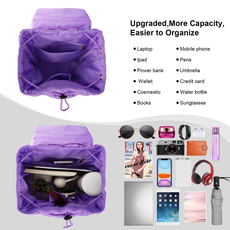 XSUIOY Quilted Backpack for Women Small Lightweight Puffer Backpack Nylon