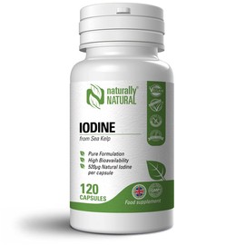 Naturally Natural Sea Kelp Iodine 120 Vegan Capsules High Dose 520mcg Iodine per Capsule Pure Formulation 4 Months Supply