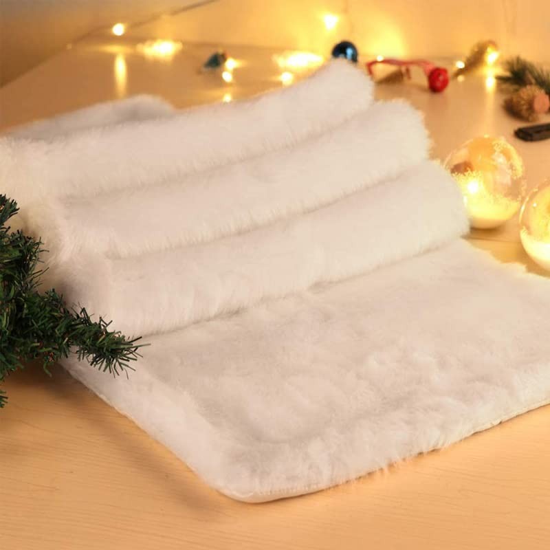 Table Runner Faux Fur White Christmas Table Runner Decorative Fur