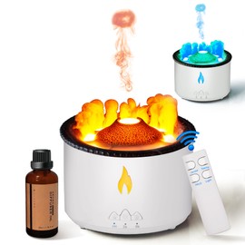 BOHOFAM Essential Oil Diffuser 360ML,Volcano Diffuser/Humidifier, Flame and Volcano 2 Mist Mosdes, Included 50ML Hotel Collection Essential Oil for Home, Bedroom,Large Room