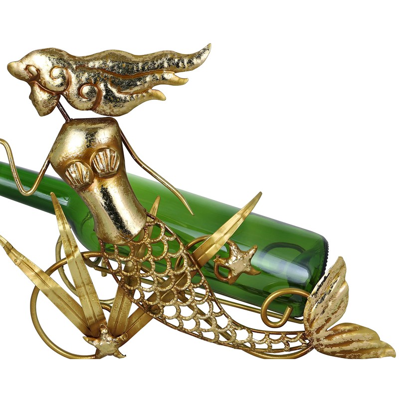Golden Mermaid Metal Wine Bottle Holder