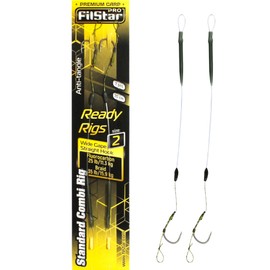 PRO FILSTAR Carp Fishing Combi Rig Fishing Hook Wide Gape N2, Fluorocarbon Leader 20 cm, Аnti Tangle Sleeve, Braiding Line - Pop Up Fishing Bait - Boilies Hair Rig - Carp Fishing Accessories - Carp