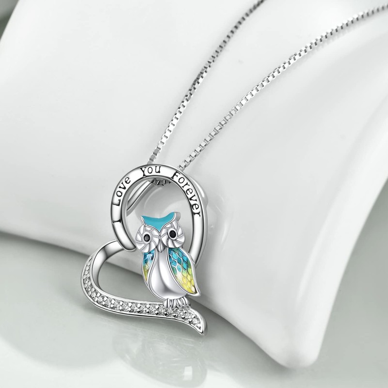 YFN - Collar de búho de plata de ley con