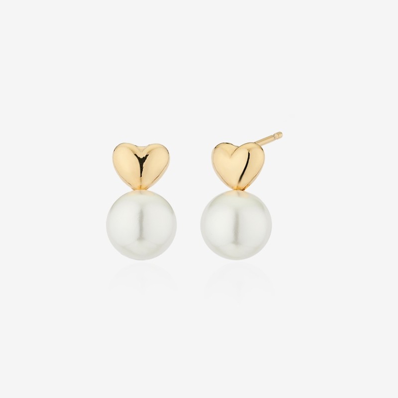 Gold & Deer 14K Gold Field Pearl Drop Heart Chubby