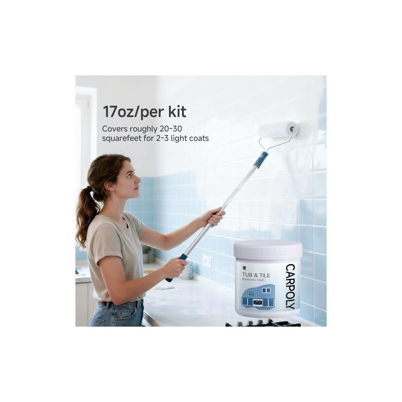 Tub and Tile Refinishing Kit, 17oz White Tile Paint with