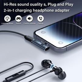 SinLoon USB C 2 in1 Headphone Adapter USB3.2 100W PD Fast Charge + Audio + 10Gbps Fast Data Transfer USB C to Type-C Audio Adapter Compatible with Laptops，MacBook，Tablets-Gray