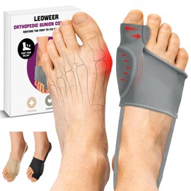 LEOWEER Bunion Corrector Sleeve, Breathable Bunion Big Toe Alignment Splint with Anti-Slip Heel Grip,4 Sizes,Extra Thick Gel Pads & Adjustable Straps for Hallux Valgus Comfort.