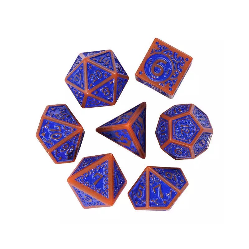 UDixi Burnt Orange with Blue Irregular Pattern Fill: 7-Piece Acrylic