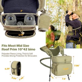 NEW VIEW Binocular Harness Chest Pack with Rangefinder Pouch, Bino Harness with Rain Cover for Bird Watching and Hiking
