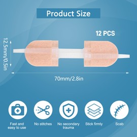 SQLJYU 12 St1ck Wundverschl1sse Strips, Klebebandagen, Wundnahtstreifen-Strips Klammerpflaster, Erste Hilfe & Sicherheit f1r Camping & Outdoor, f1r Frauen M?nner Hautfarbe