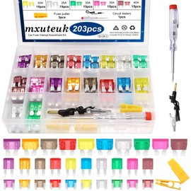 mxuteuk Pack of 132 Car Fuses Assortment Kit, Car Fuses Standard Size with Fuse Puller (3A 5A 7.5A 10A 15A 20A 25A 30A 35A 40A) Replacement Fuses for Marine, Car, RV, Boat, Truck