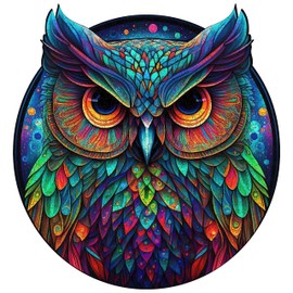 Mys Aurora Unique Wooden Jigsaw Puzzles - Cute Owl, 200 Pcs Medium Size 11.2'' x 10.5'', Luxurious Animal Shaped Wood Puzzle, Beautiful Package, Best Gift for Adults