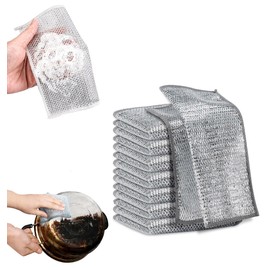 Microfiber Wire Cleaning Cloths for Kitchen & Dishes - Multipurpose Mesh Rags for Wet & Dry Cleaning of Metal Surfaces - Magnifying Effect for Spotless Shine