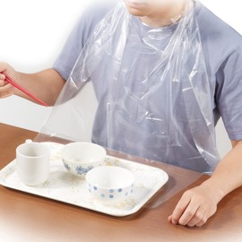 Plus Heart 73740 Disposable Meal Aprons with Pockets, 60 Pieces, Transparent, Catch Food Spills