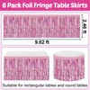 6 Pack 29x108 Inch Pink Wave Foil Fringe Table Skirts