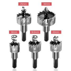 MTQ 5 Piezas Sierras Perforadoras, Juego de Brocas 16-30mm, Inoxidable Agujero Herramientas Cortadora, Agujero de Acero de Alta Velocidad Vio Perforar Chapa Agujero Escariador de Metal Sierra