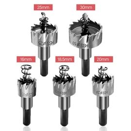 MTQ 5 Piezas Sierras Perforadoras, Juego de Brocas 16-30mm, Inoxidable Agujero Herramientas Cortadora, Agujero de Acero de Alta Velocidad Vio Perforar Chapa Agujero Escariador de Metal Sierra