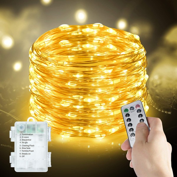 Metaku Fairy Lights 2-Pack Battery Operated String Lights with Remote