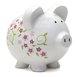 Child to Cherish Ceramic Piggy Bank for Girls, Shabby Chic
