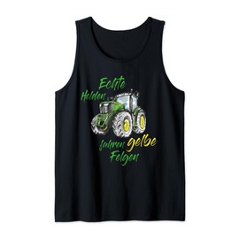 Real Heroes Driving Yellow Rims John Tractor Trekker Deere Tank Top