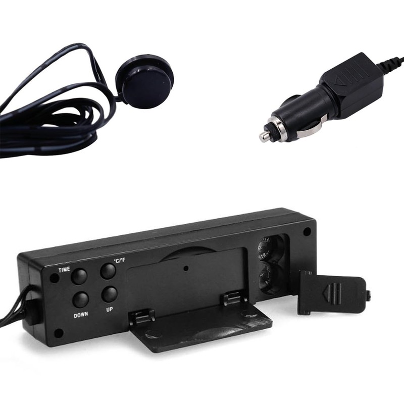 VIGORSTRENG 3 in 1 Digital Car Thermometer Voltmeter Automatic Indoor/Outdoor