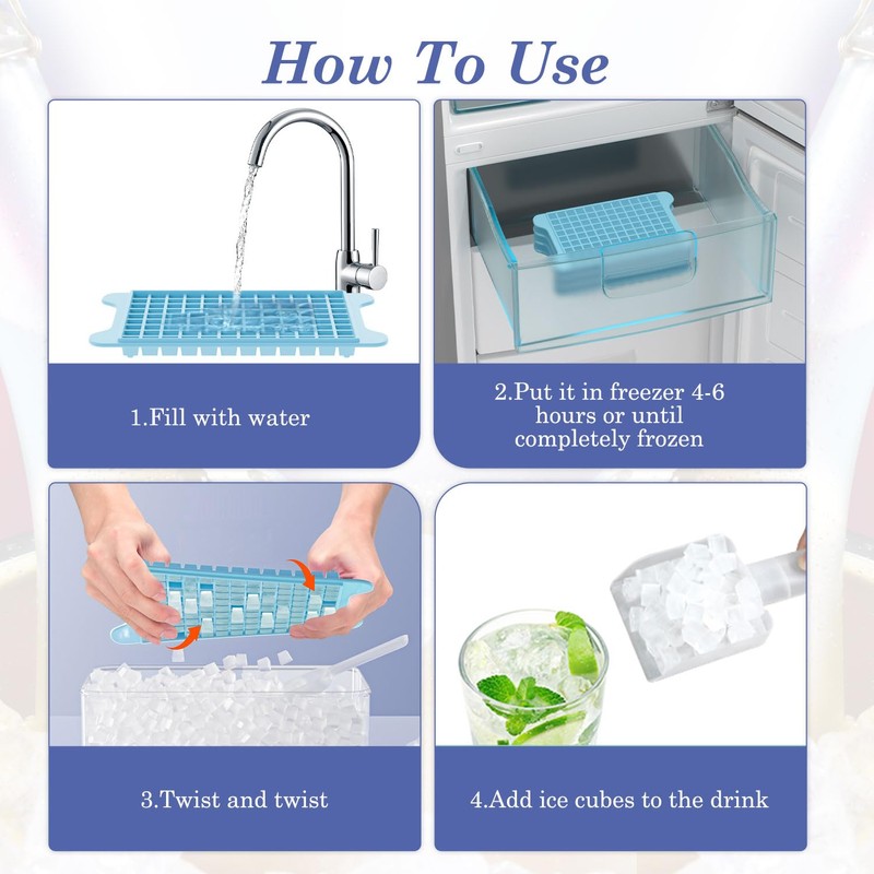 Mini Ice Cube Tray for Freezer: GGUW Nugget Ice Cube