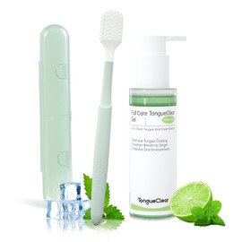 Tongueclear- Kit de gel y limpiador de mucosa bucal | Limpiador bucal de silicona con bolsa de aire | Eliminador del mal aliento | Menta fresca (1 unidad)…