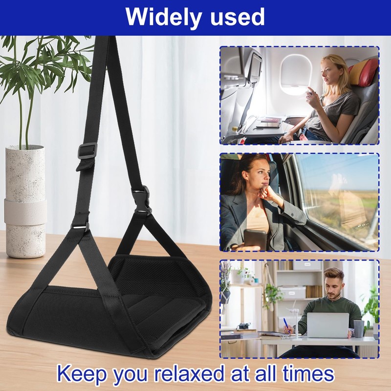 UKQRRTC Airplane Foot Hammock, Portable Airplane Footrest with Adjustable Strap,