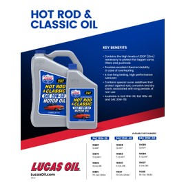 Lucas Oil 10687 Hot Rod & Classic Car SAE 10W-30 Motor Oil - 1 Quart (Pack of 6)