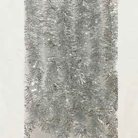 Ashuxxn Pack of 6 Tinsel Garlands Christmas Shiny Christmas Tree Decoration Garland Shiny Garland Christmas Decoration Tinsel Garland Christmas Garlands for Christmas Tree (Silver)