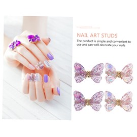 Vaguelly 4Pcs Nail Art Studs Decorative Zircon Charms for DIY Manicure Lightweight Easy to Use for Home Salon Versatile for Nails Crafts