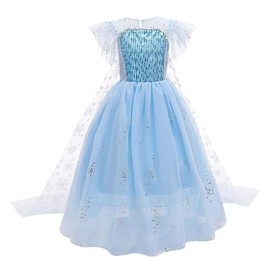 Snow Queen Elsa Princess Costumes for Girls Children Tulle Dress with Accessories Ice Princess Fancy Dress Carnival Christmas Birthday Gift Dress Fancy Dress Clothing Size 98-140, 01-blue