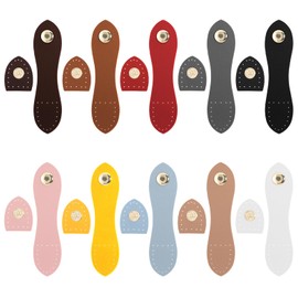 FdcLixuvol Pack of 10 leather straps with clasp, leather bag closure for crochet bags, sew on bag closures, leather buckles leather straps with press studs for DIY bag accessories, 10 colours