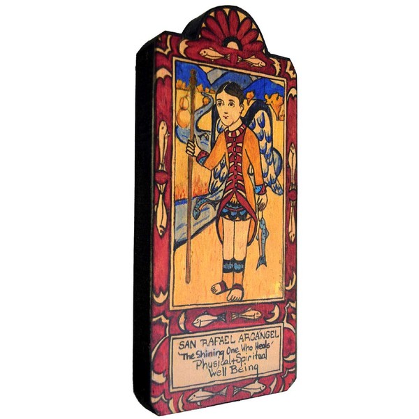 Modern Artisans San Rafael (Archangel Saint Raphael) Handmade Retablo Plaque,