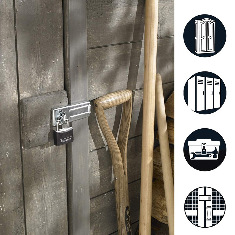 Master Lock 9140703EURD Pack Including Door Hasp and Keyed Padlock,