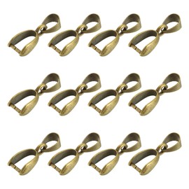 QUARKZMAN Pack of 12 Sterling Silver Bail Pinch Bail, 8 mm x 19 mm Alloy Clip Clasps, Clip, Pendant, Bail Connector, Jewellery Accessories for Bracelets, Necklaces, Making, Cyan