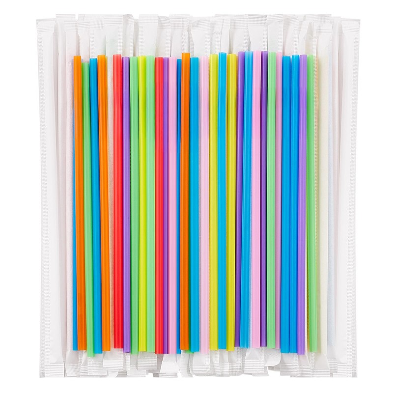 Individually Wrapped 100 Pcs Colorful Plastic Straws, Disposable Drinking Straws,