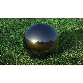 Lulu Decor, Titanium Stainless Steel Gazing Mirror Ball Size 16, Smooth Reflective Shiny Garden Decoration Globe