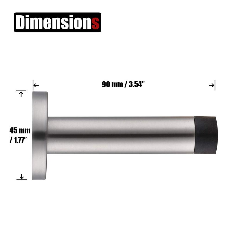 JQK Door Stopper Black, 304 Stainless Steel Thicken 1mm Sound