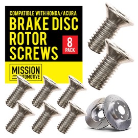 Mission Automotive Rotor Screws - Stainless Steel Brake Retaining Screws - Compatible with Honda, Acura, Hyundai & Kia Models for Disc Brake Rotor Maintenance - Pack of 8