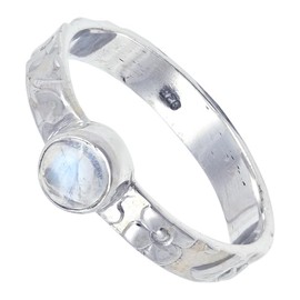 JEWELSTREZOROG Regenbogenmondstein Edelstein-Bandring für Herren und Damen,Geschenkartikel, 925er-Sterlingsilber Bandring handgefertigter Schmuck TSR121K_50 (15.9)
