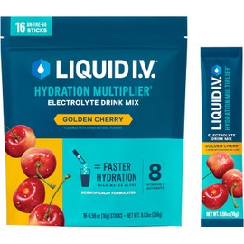 Liquid I.V.® Hydration Multiplier® - Golden Cherry - Hydration Powder Packets | Electrolyte Powder Drink Mix | Convenient Single-Serving Sticks | Non-GMO | 16 Servings (Pack of 1)
